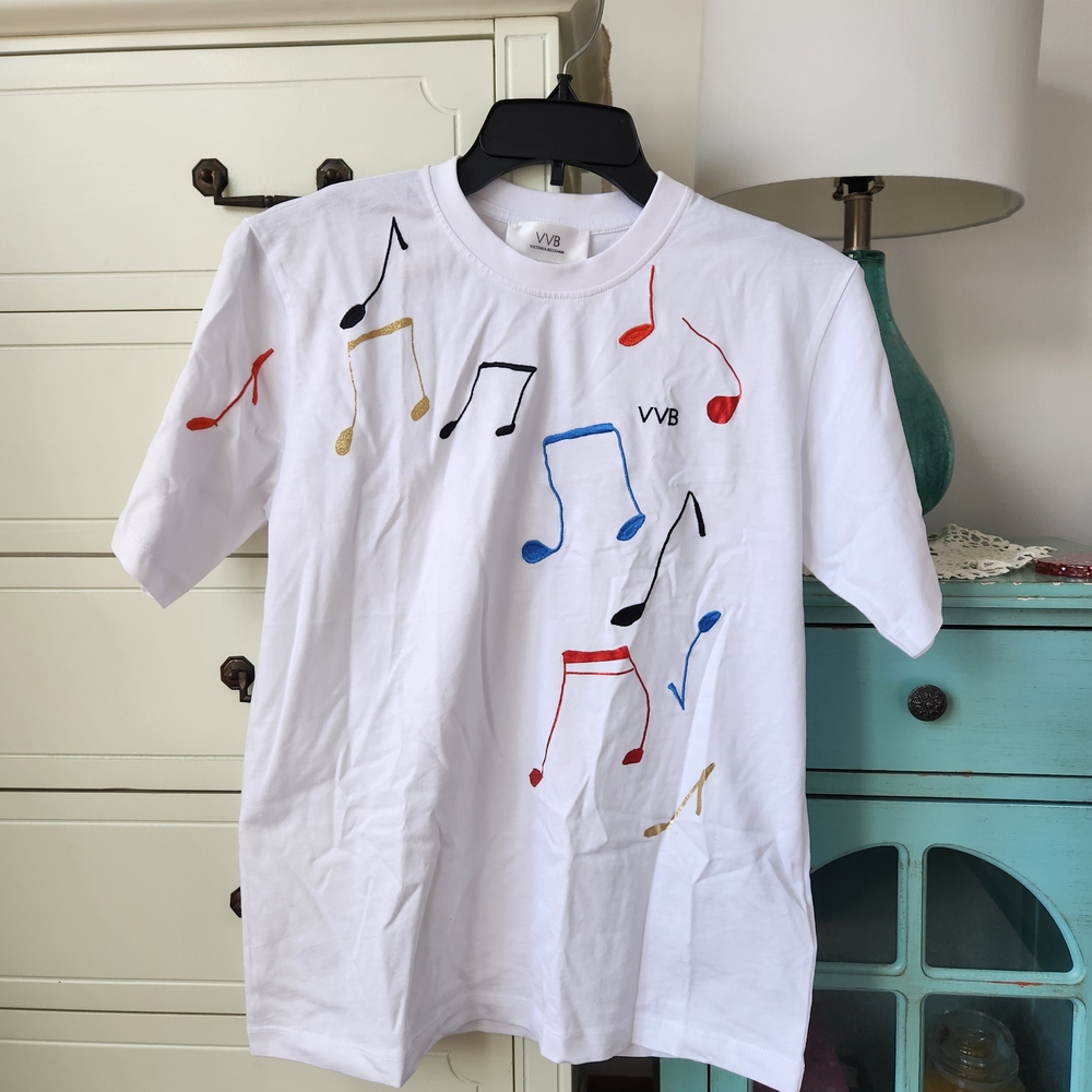 Victoria Beckham Shirt with Colorful Musical Notes